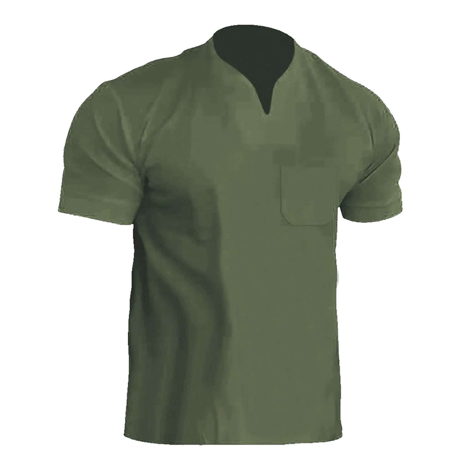 thumbnail image 2 of Camiseta de manga corta de color liso con bolsillo en contraste para hombre, para el verano y el tiempo libre - Mezcla de poliéster y algodón, estilo solapa, adecuada para el trabajo y el tiempo libre, 2 of 4